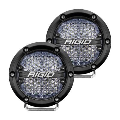 Lights - Multi-Purpose LED - RIGID Industries - RIGID Industries RIGID 360-Series 4 Inch Off-Road LED Light, Diffused Lens, White Backlight, Pair 36208