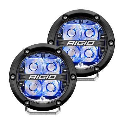 RIGID Industries RIGID 360-Series 4 Inch Off-Road LED Light, Spot Beam, Blue Backlight, Pair 36115