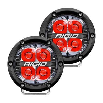 RIGID Industries RIGID 360-Series 4 Inch Off-Road LED Light, Spot Beam, Red Backlight, Pair 36112