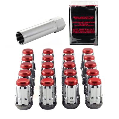 McGard Tuner Style Cone Seat Wheel Installation Kit-Chrome w/Red Caps 65557RC