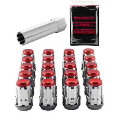 McGard Tuner Style Cone Seat Wheel Installation Kit-Chrome w/Red Caps 65554RC