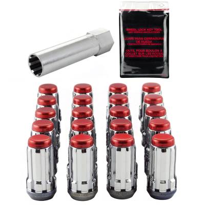 McGard Tuner Style Cone Seat Wheel Installation Kit-Chrome w/Red Caps 65540RC