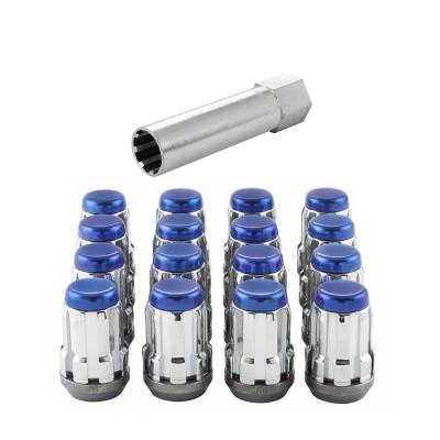 McGard Tuner Style Cone Seat Wheel Installation Kit-Chrome w/Blue Cap-Clamshell 65457BCC