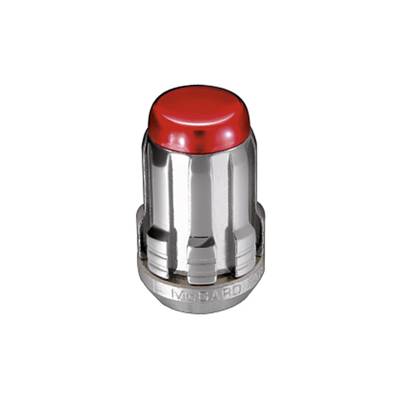 McGard Tuner Style Cone Seat Lug Nuts-Chrome w/Red Caps-Bulk Box 65002RC