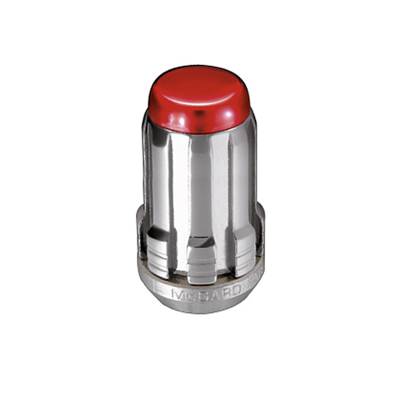 McGard Tuner Style Cone Seat Lug Nuts-Chrome w/Red Caps-Bulk Box 65001RC