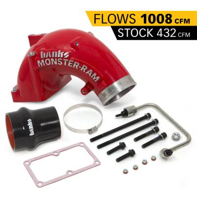 Air Intake Systems - Air Intake Accessories - Banks Power - Monster-Ram Intake Elbow W/Fuel Line and Hump Hose 4 Inch Red Powder Coated 07.5-18 Dodge/Ram 2500/3500 6.7L Banks Power