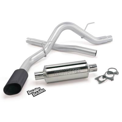 Monster Exhaust System Single Exit Black Ob Round Tip 11-14 Ford F-150 3.5L EcoBoost 5.0 6.2L all Cab/Bed Banks Power