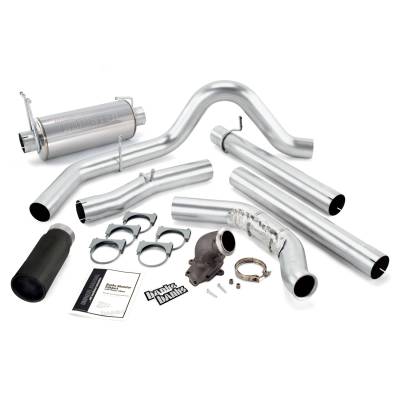 Monster Exhaust System W/Power Elbow Single Exit Black Round Tip 99 Ford 7.3L W/Catalytic Converter Banks Power