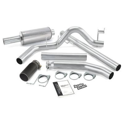 Monster Exhaust System Single Exit Black Round Tip 98-02 Dodge 5.9L Extended Cab Banks Power