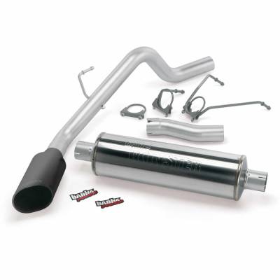 Monster Exhaust System Single Exit Black Ob Round Tip 08 Dodge 5.7L Hemi 1500 SCSB/CCSB/CCLB Banks Power