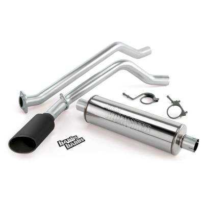 Monster Exhaust System Single Exit Black Ob Round Tip 07-08 Chevy V-8 SCSB/ECSB/CCSB Banks Power
