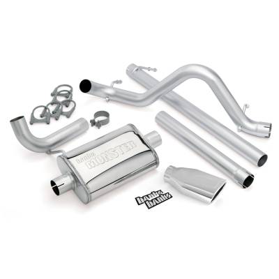Monster Exhaust System Single Exit Chrome Ob Round Tip 07-11 Jeep 3.8L Wrangler Unlimited 4 Door Banks Power