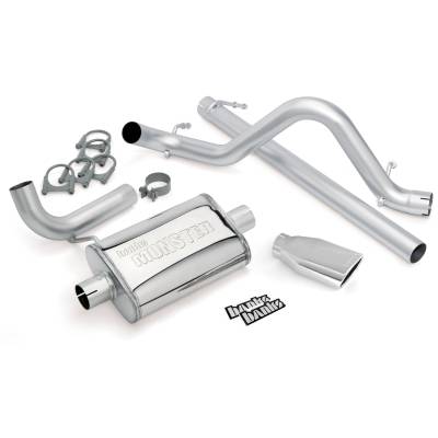 Monster Exhaust System Single Exit Chrome Ob Round Tip 07-11 Jeep 3.8L Wrangler 2 Door Banks Power