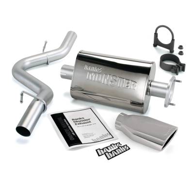 Monster Exhaust System Single Exit Chrome Ob Round Tip 04-06 Jeep 4.0L Wrangler Unlimited LJ Banks Power