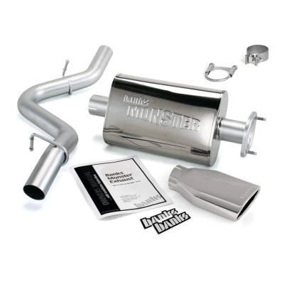 Monster Exhaust System Single Exit Chrome Ob Round Tip 04-06 Jeep 4.0L Wrangler Banks Power