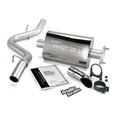 Monster Exhaust System Single Exit Chrome Ob Round Tip 91-95 Jeep 4.0L Wrangler Banks Power