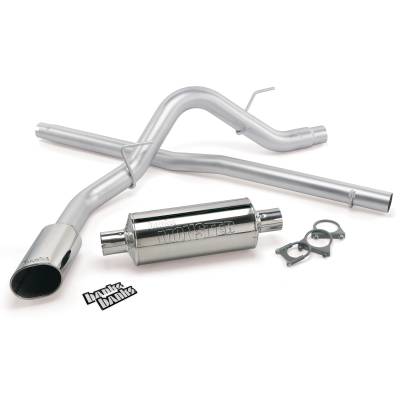 Monster Exhaust System Single Exit Chrome Ob Round Tip 04-08 Ford F-150/Lincoln SCMB Banks Power