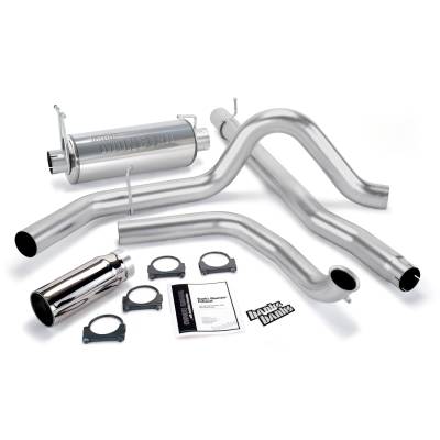 Monster Exhaust System Single Exit Chrome Round Tip 99-03 Ford 7.3L without Catalytic Converter Banks Power