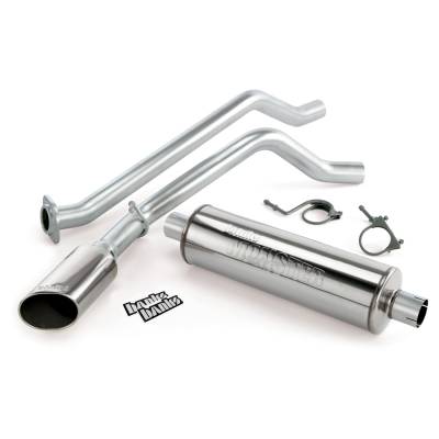 Monster Exhaust System Single Exit Chrome Ob Round Tip 09 Chevy 4.8L CCSB FFV Flex-Fuel Vehicle Banks Power